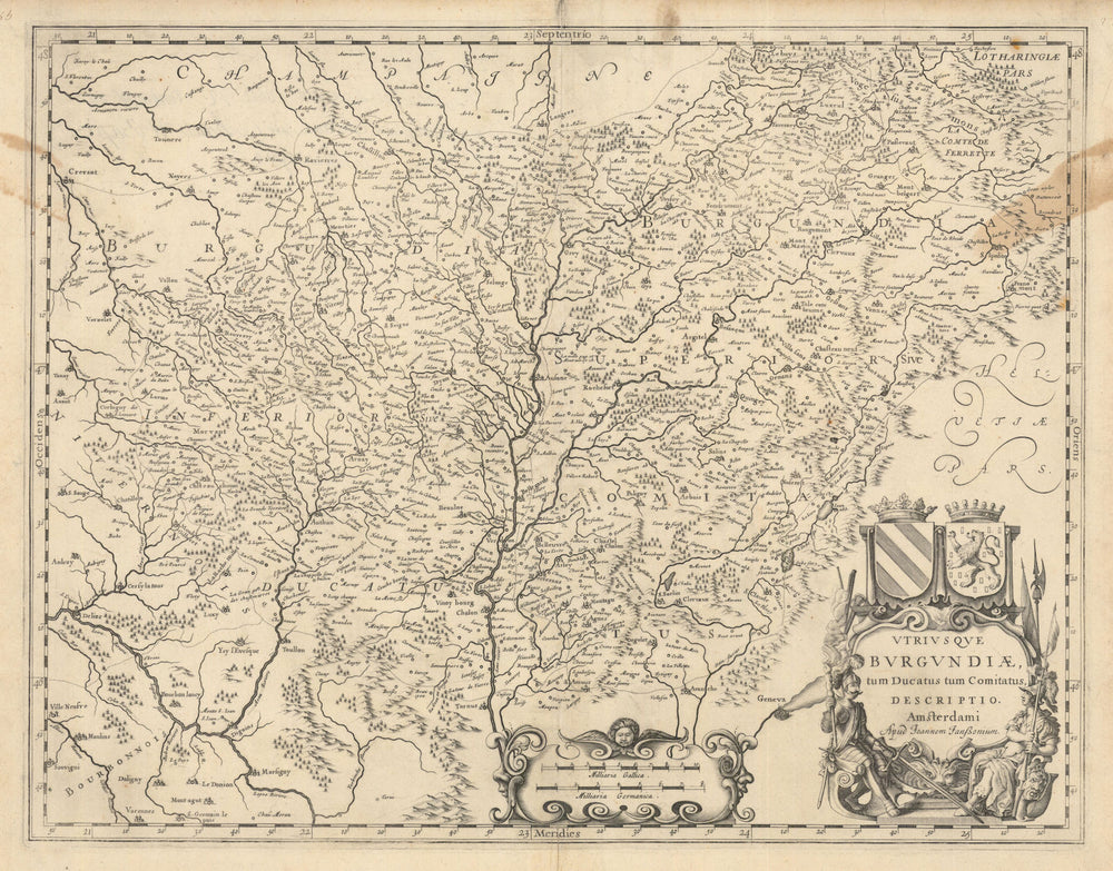 Utriusque Burgundiae tum Ducatus tum Comitatus Descriptio. Janssonius c1631 map