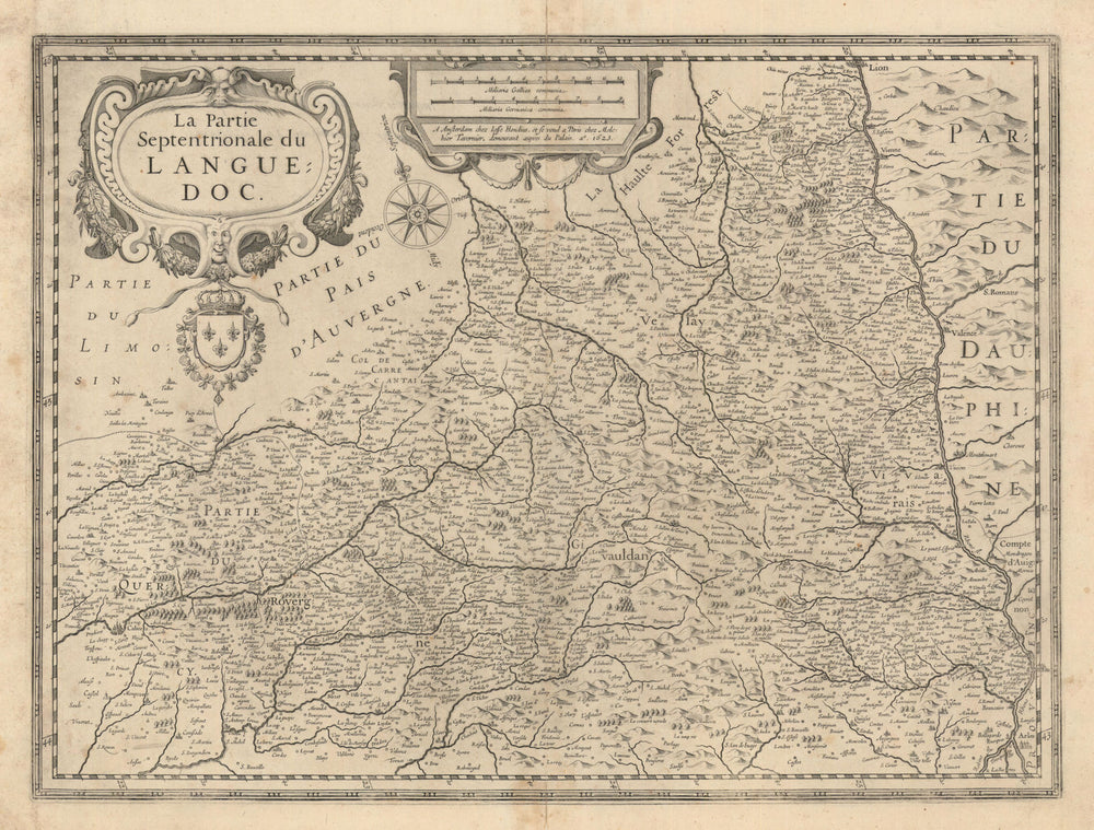 La Partie Septentrionale du Languedoc. Northern Languedoc. Hondius 1623 map