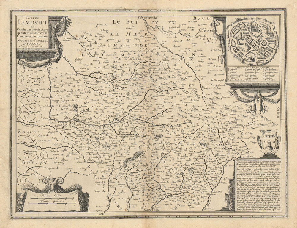 Totius Lemovici et Confinium… Limoges / Limousin by Mercator/Hondius c1630 map