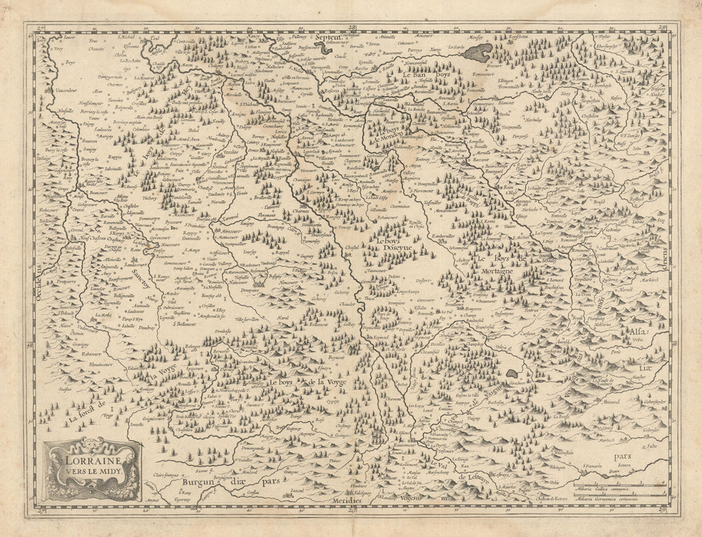 Lorraine vers le Midy. Meurthe-et-Moselle & Vosges. Janssonius c1631 old map