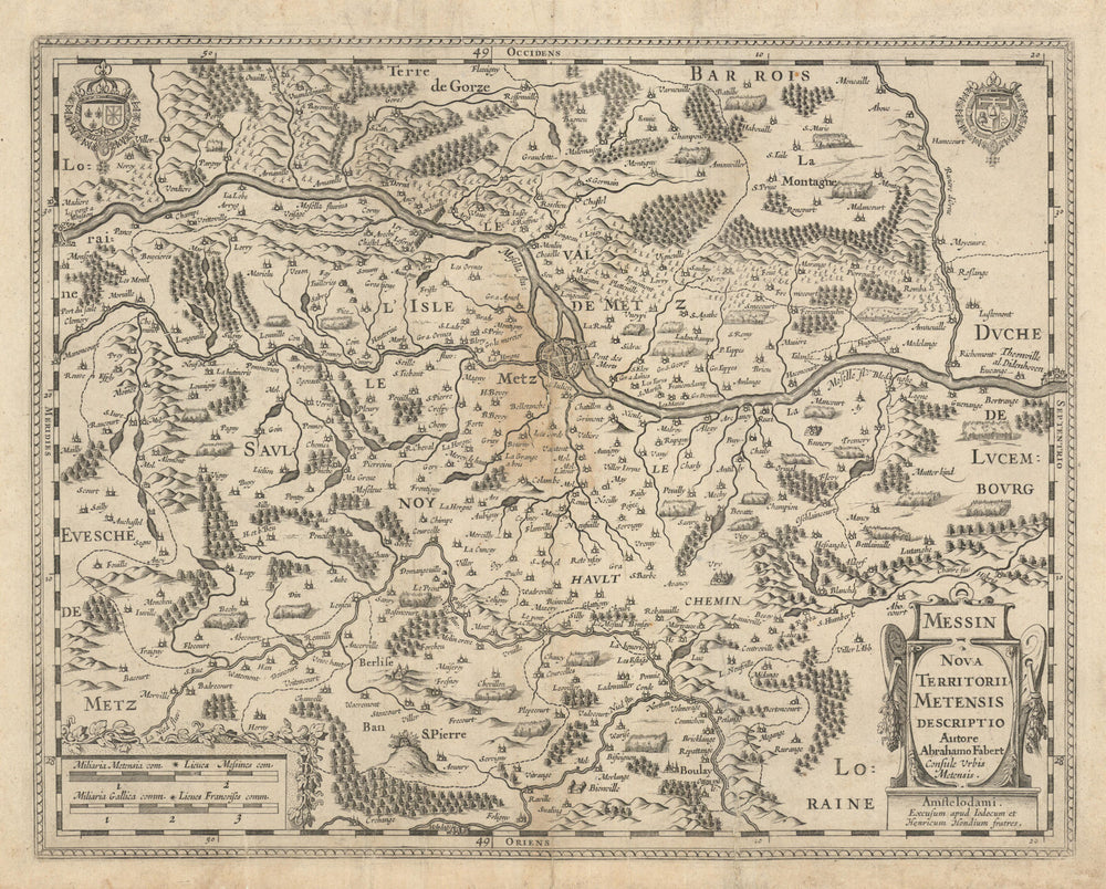 Messin Nova Territorii Metensis Descriptio. Metz / Moselle. Hondius 1631 map
