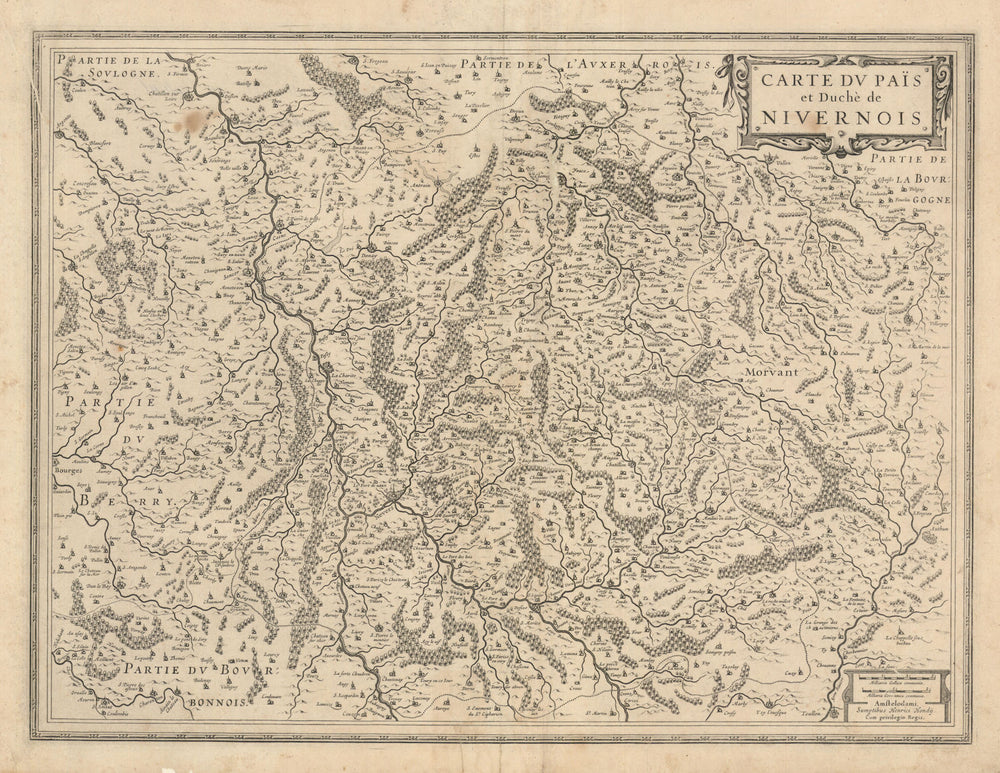 Carte du Païs et Duchè de Nivernois. Nièvre / Cher by Henricus Hondius c1631 map