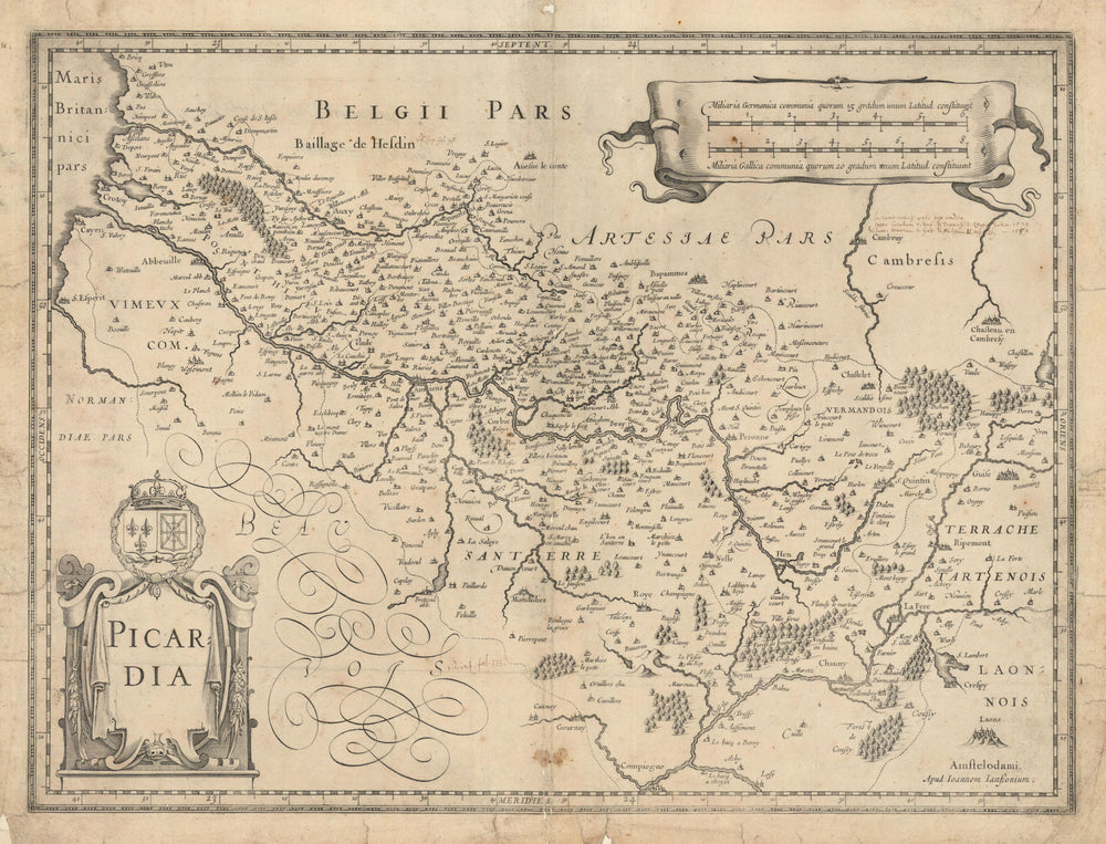 Picardia. Picardy. Somme department & adjacent areas by Janssonius c1631 map