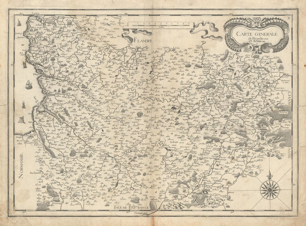 Carte Generale de Picardie et Artois by Christophe Nicolas Tassin c1634 map