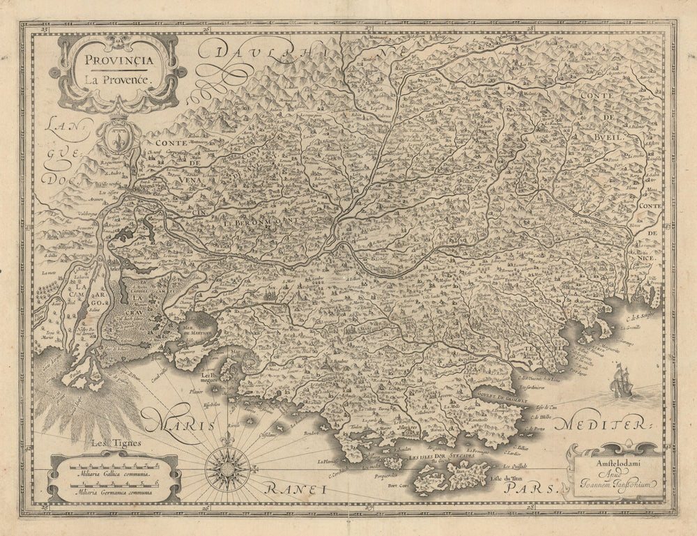 Provincia - La Provence. Provence-Alpes-Côte d’Azur by Janssonius c1631 map