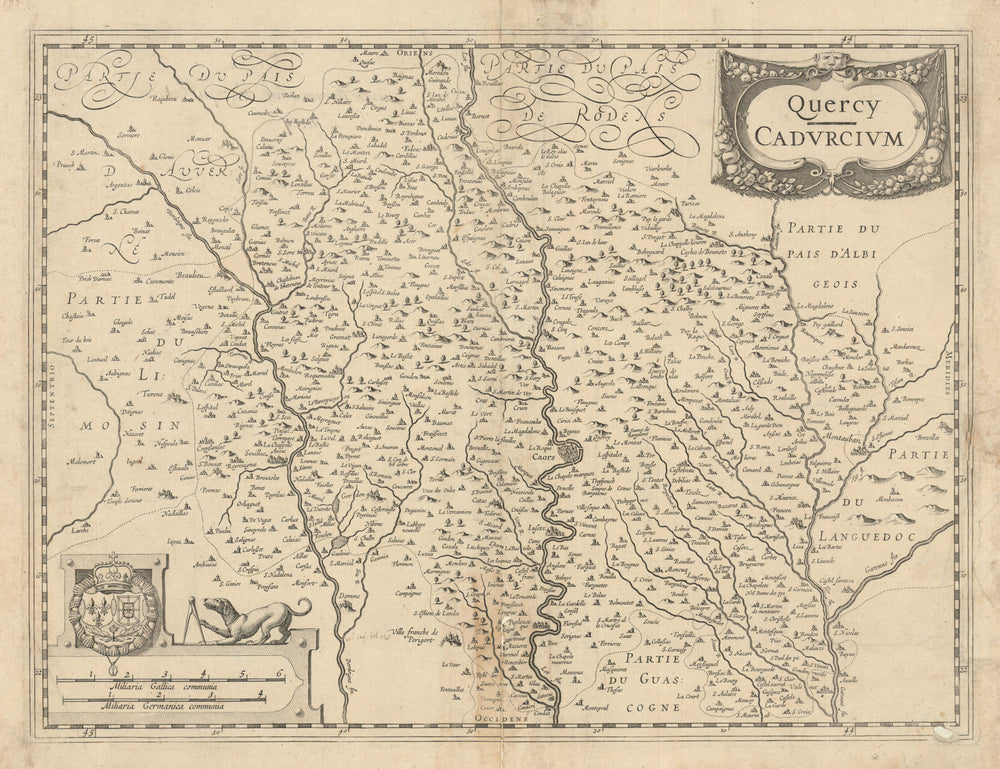 Quercy - Cadurcium. Cahors region. Lot & Tarn-et-Garonne by Janssonius 1631 map