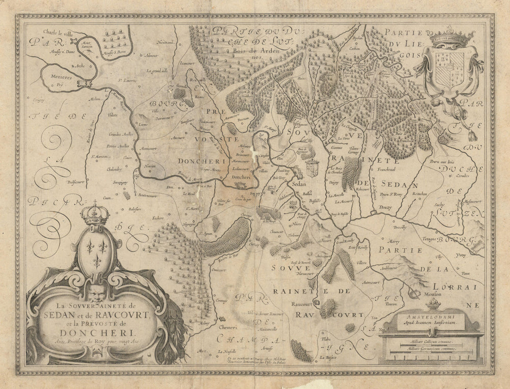 La Souveraineté de Sedan… Ravcourt &… Doncheri. Ardennes. Janssonius c1631 map