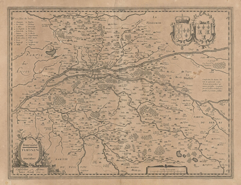 Touraine. Turonensis Ducatus. Duchy of Tours. Indre-et-Loire by Hondius 1620 map