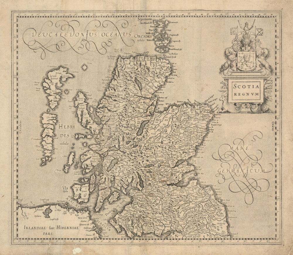 Scotia Regnum. Kingdom of Scotland. Jodocus Hondius / Gerard Mercator c1619 map