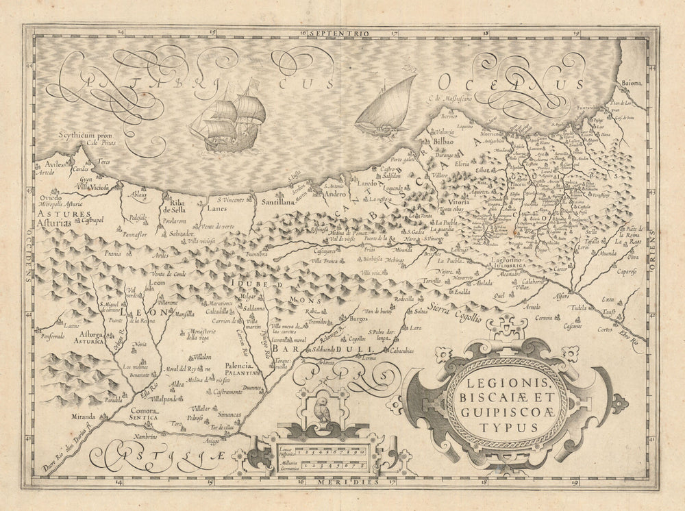 Legionis, Biscaiae et Guipiscoae Typus. País Vasco/Cantabria. Mercator c1636 map