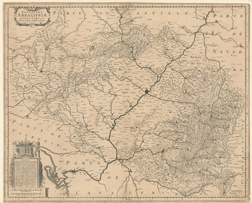 Novissima Arragoniae Regni Tabula. The Kingdom of Aragon by Hondius c1639 map