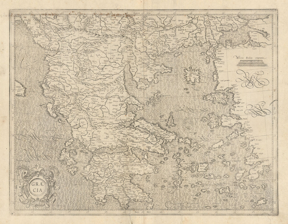 Graecia. Greece and the Aegean islands by Gerard Mercator / Hondius c1631 map