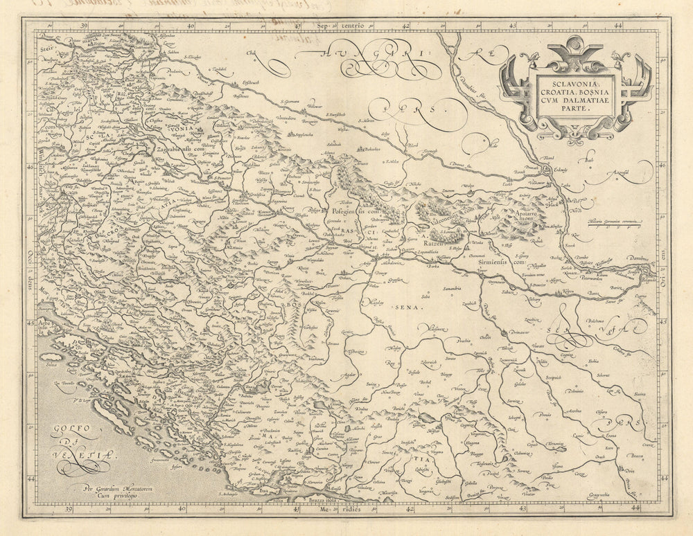 Sclavonia, Croatia, Bosnia cum Dalmatiae parte by Mercator / Hondius c1630 map