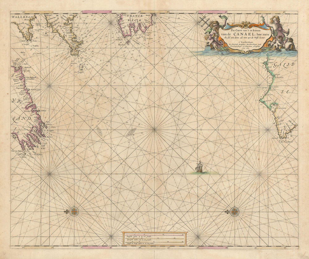 Pas caert van ’t in komen van de Canael… English Channel by H. Doncker 1661 map