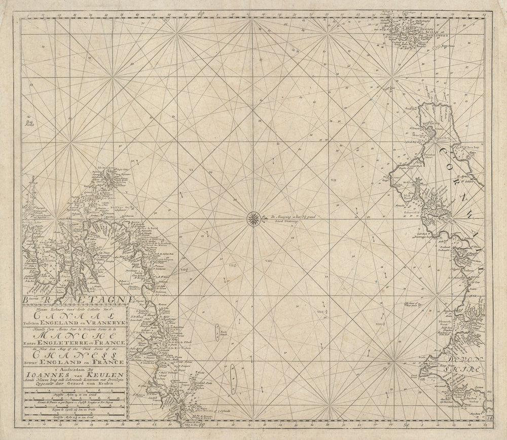 Nieuwe zeekaart vant derde gedeelte… Canaal. English Channel. Keulen c1710 map
