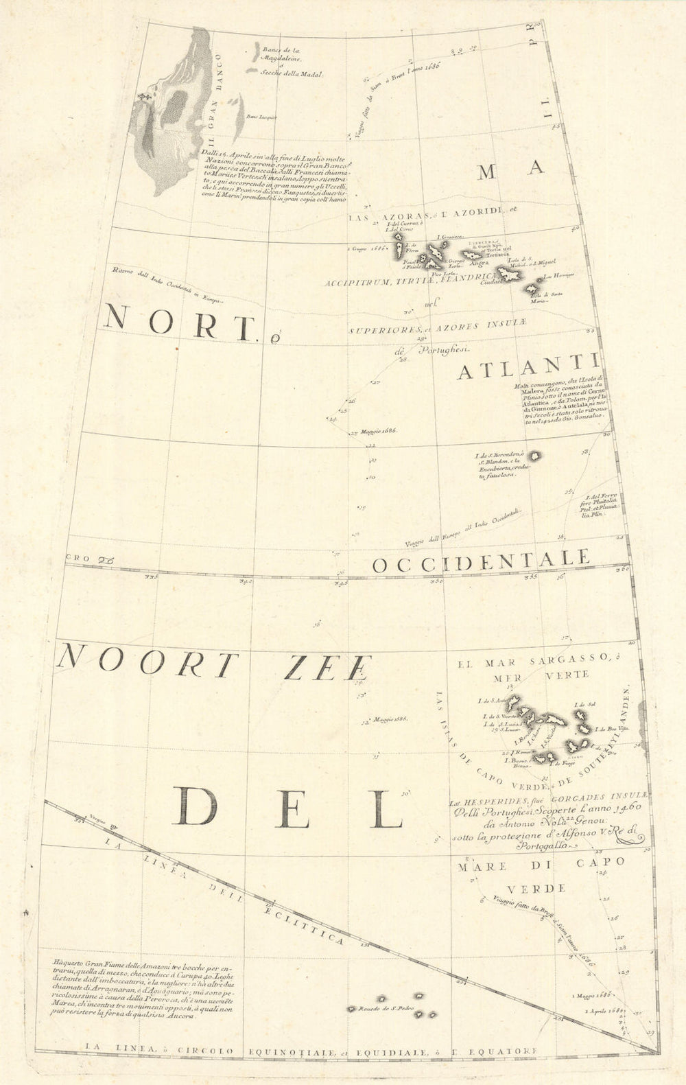 Coronelli Globe Gore. Azores & Cape Verde Islands/North Atlantic Ocean 1695 map