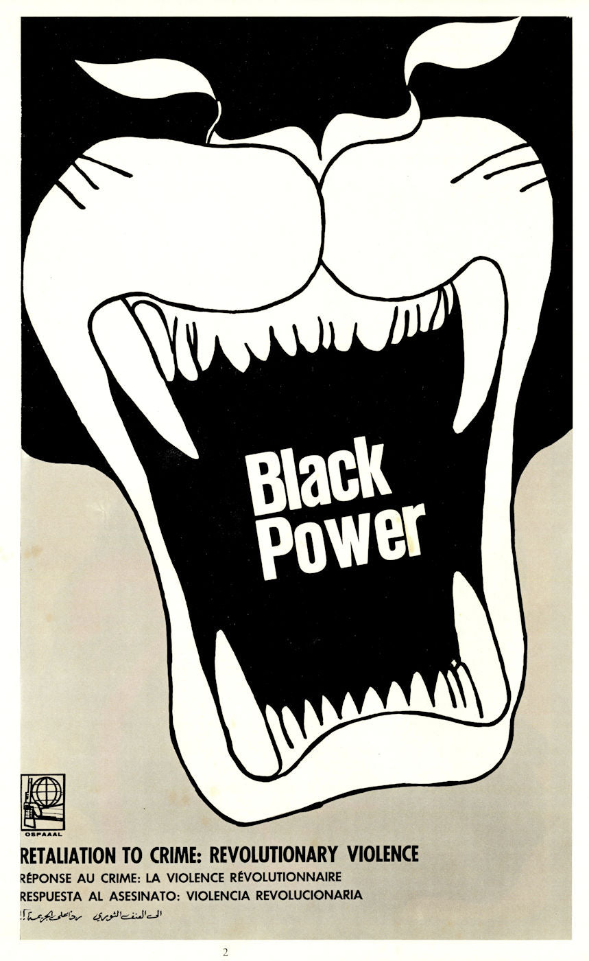 Black Power. Retaliation to Crime: Revolutionary Violence. Cuban poster c1968