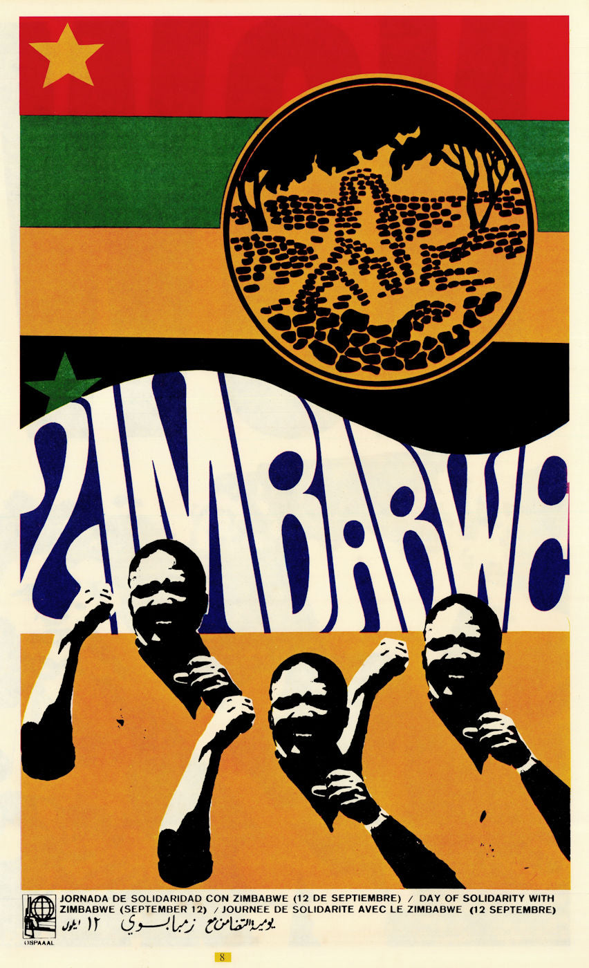 Day of Solidarity with Zimbabwe 12 Sept. OSPAAAL Cuban propaganda poster 1968