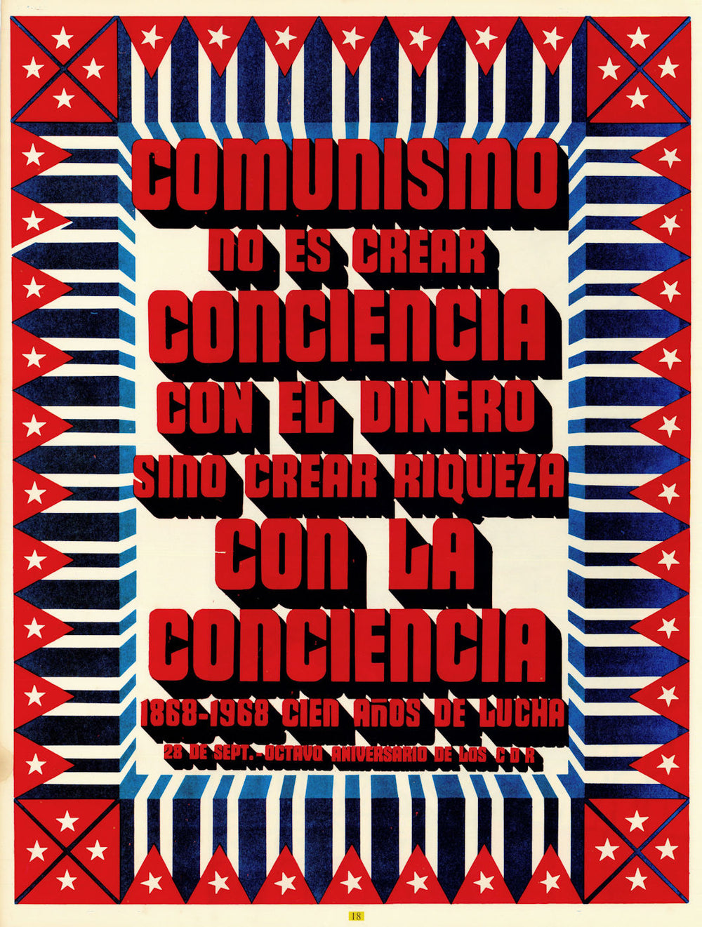 Comunismo no es crear conciencia con el dinero… COR Cuban propaganda poster 1968