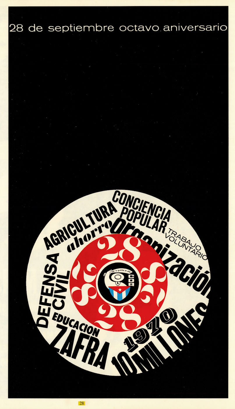 28 de Septiembre octavo aniversario. CDR 1960. COR Cuban propaganda poster 1968