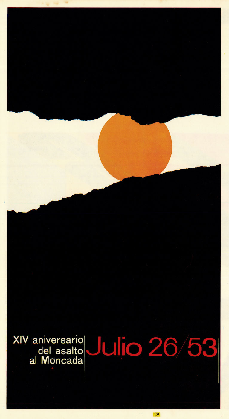 XIV aniversario del asalto al Moncada Julio 53. COR Cuban propaganda poster 1967