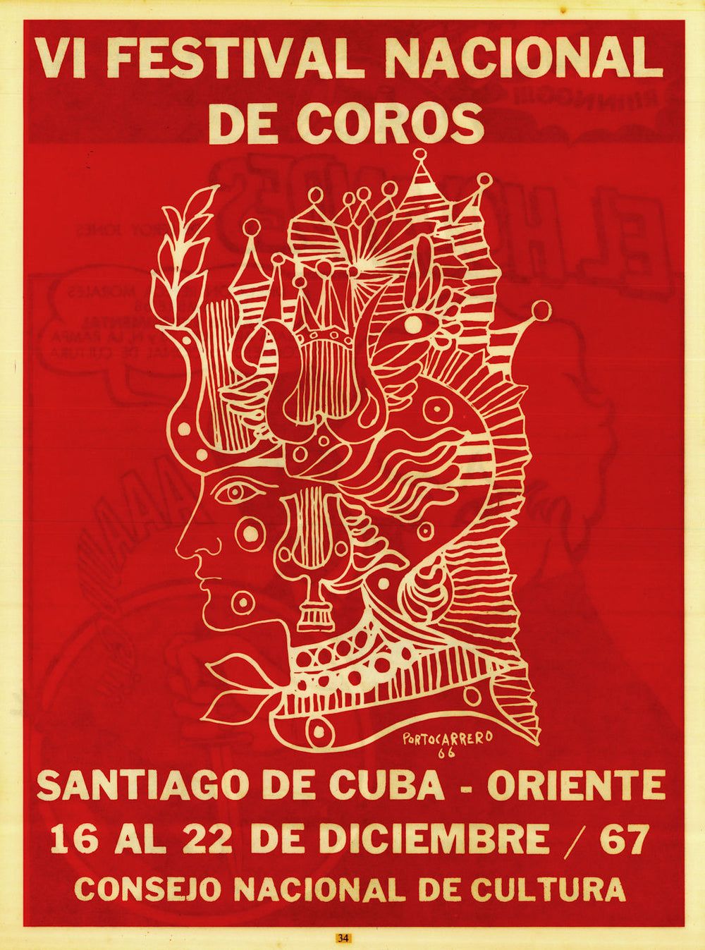 VI Festival Nacional de Coros. National Choir Festival. Cuban music poster 1967