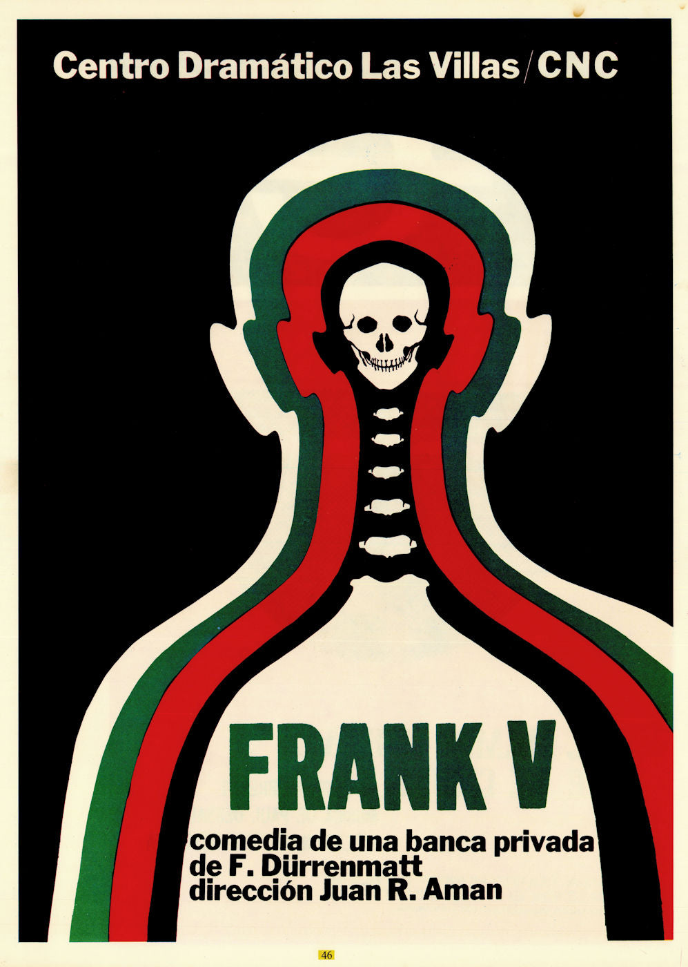 Frank V—Centro Dramático Las Villas/CNC. Durrenmatt. Cuban theatre poster c1968