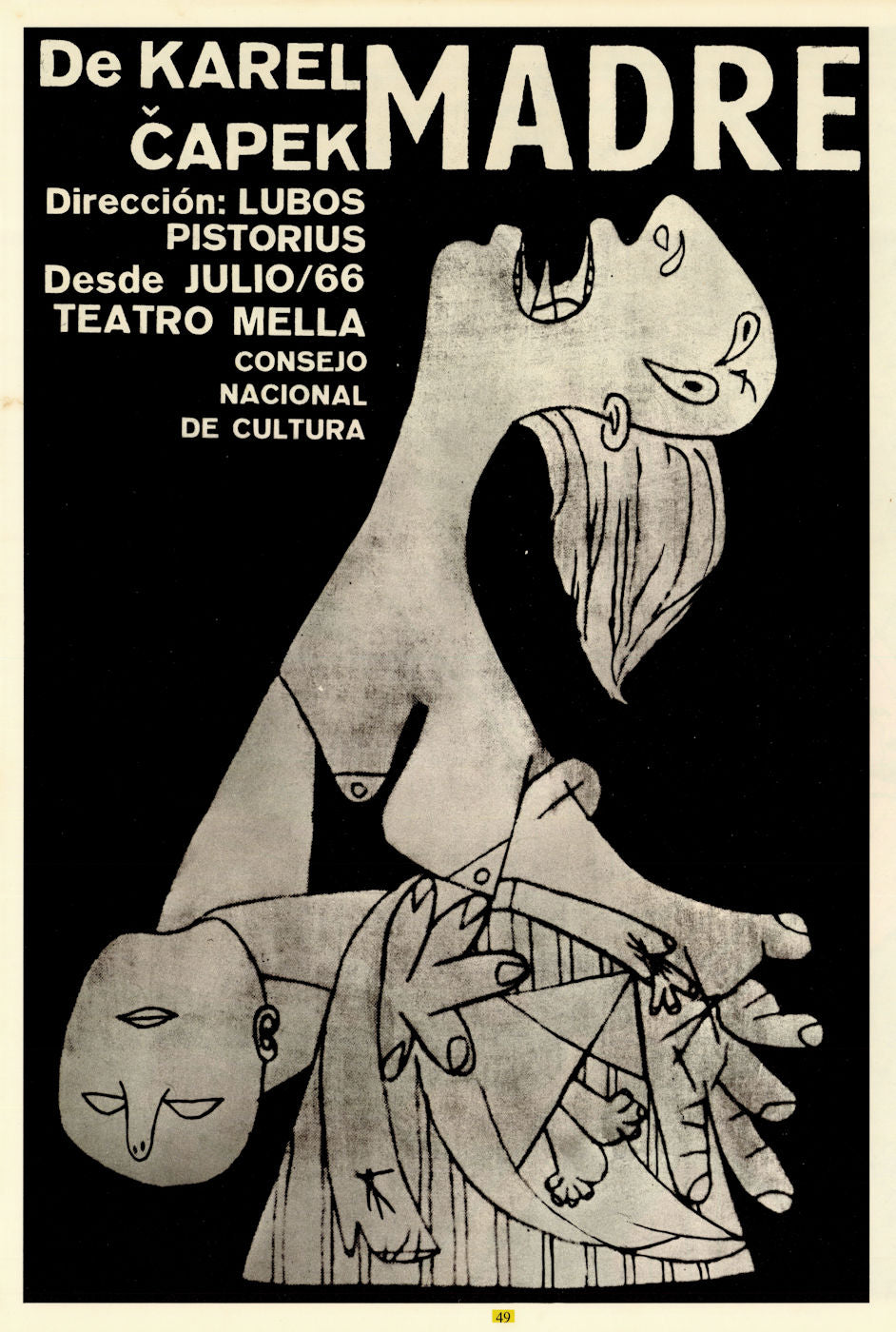 Madre (Karel Čapek) – desde julio / 66. Mother. Cuban theatre poster 1966