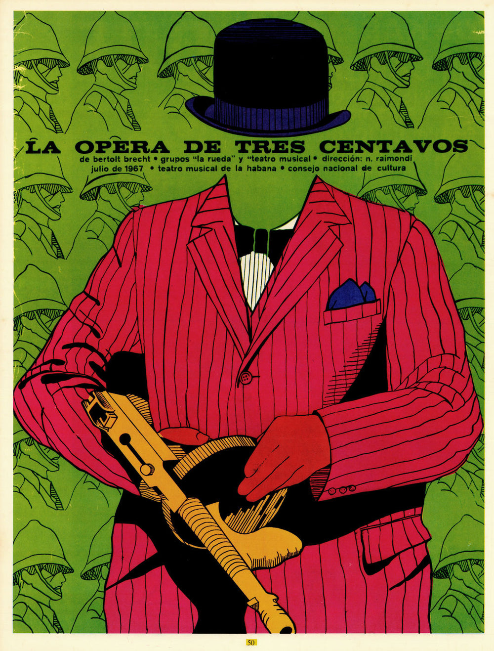 La ópera de tres centavos. Bertolt Brecht. Threepenny Opera. Cuban poster 1967