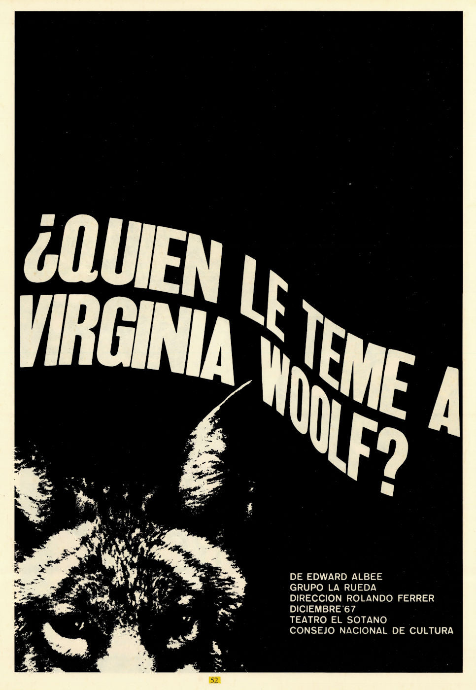 Who's Afraid of / ¿Quién le teme a Virginia Woolf? Cuban theatre poster 1967