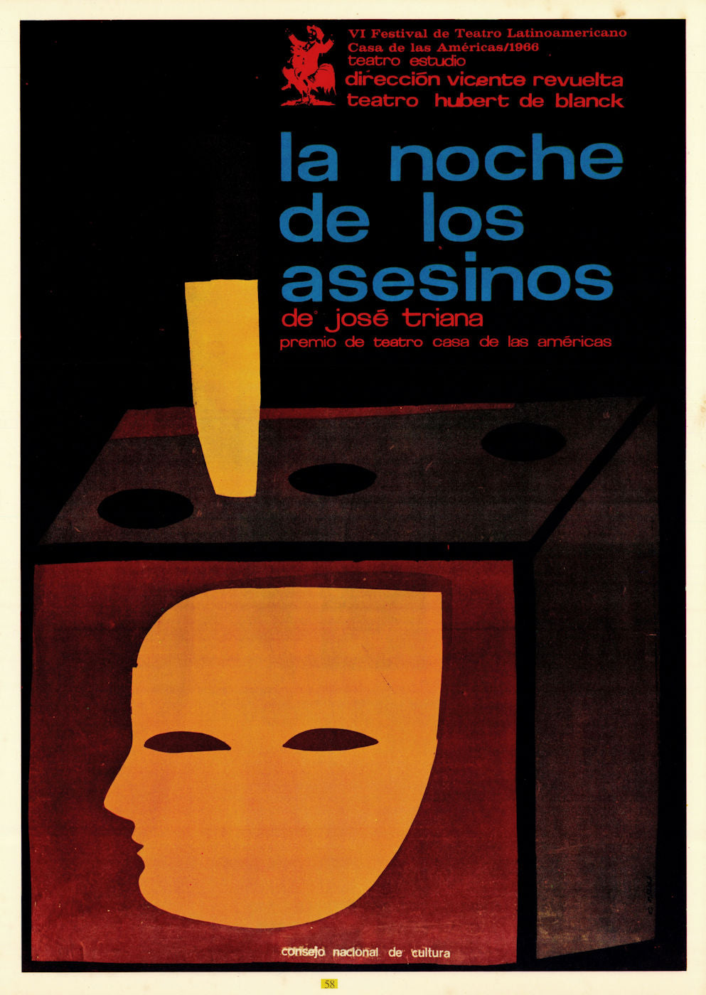 La noche de los asesinos. Night of the Assassins. Cuban theatre poster 1966