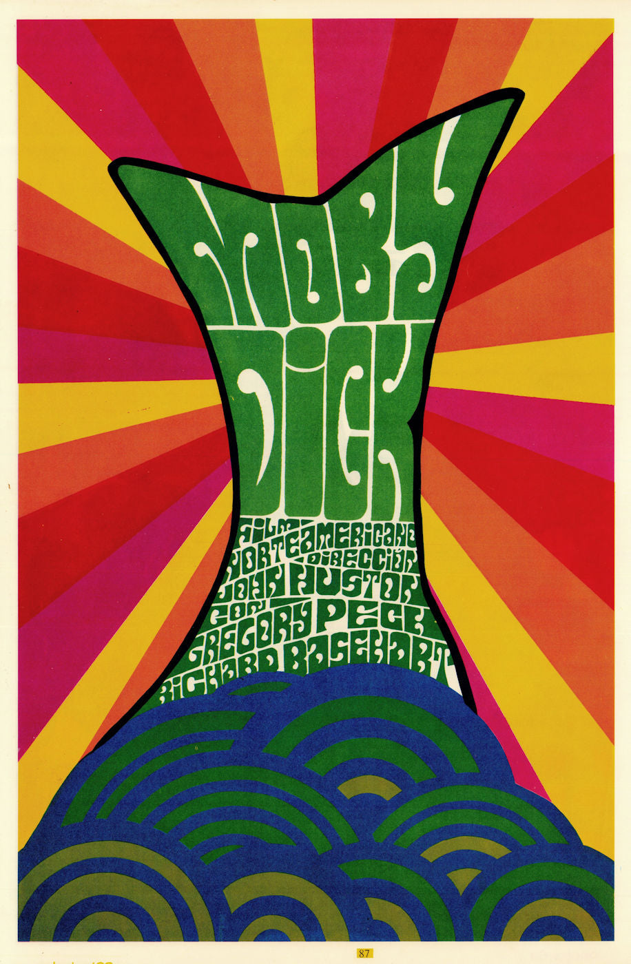 Moby Dick (1956) John Huston/Gregory Peck. Reboiro/ICAIC Cuban film poster 1968