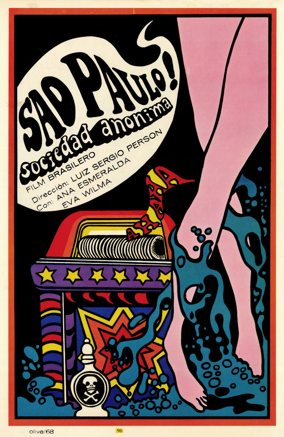 São Paulo, Sociedade Anônima. Film Brasilero. Oliva/ICAIC Cuban poster 1968