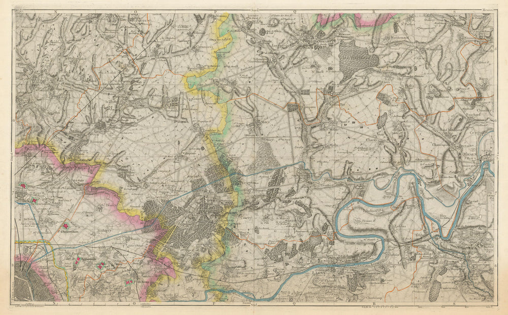 NE Paris—Seine-et-Marne/Saint-Denis—Val-d'Oise. Montreuil Lagny Meaux 1856 map