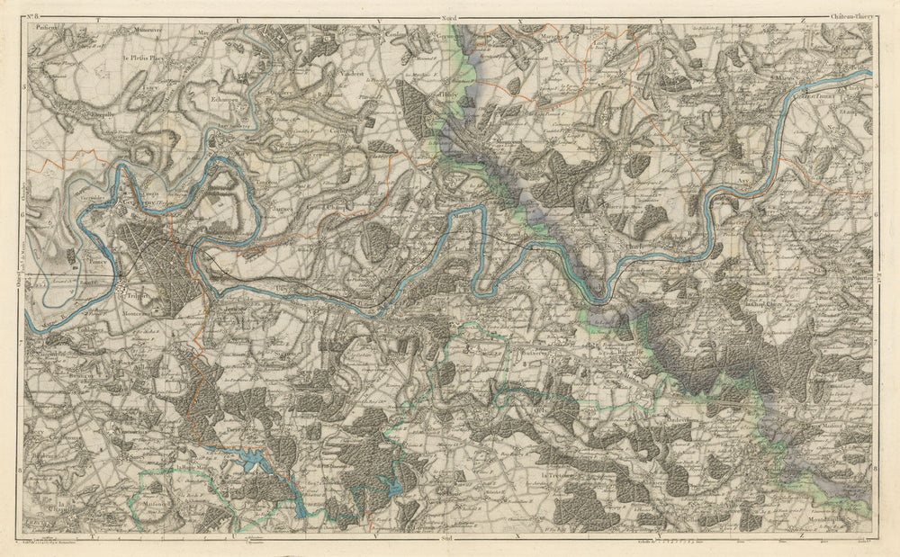 Seine-et-Marne valley—Aisne Château-Thierry Champagne vineyards Jouarre 1856 map