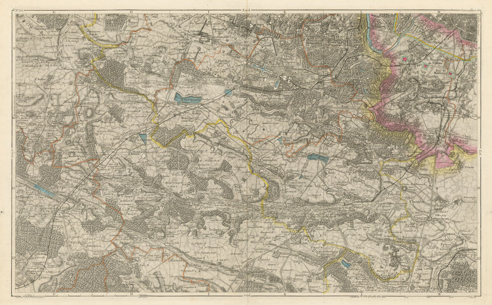 SW Paris—Yvelines—Essonne—Hts-de-Seine. Versailles Boulogne-Billancourt 1856 map