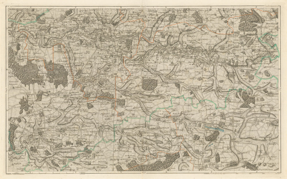 Seine-et-Marne.—Coulommiers, La Ferté-Gaucher. Piquet 1856 old antique map