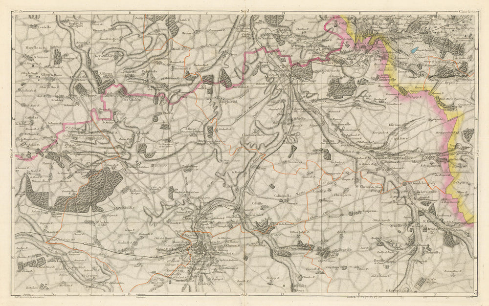 Eure-et-Loir. Chartres, Épernon, Droue-sur-Drouette, Hanches. Piquet 1856 map
