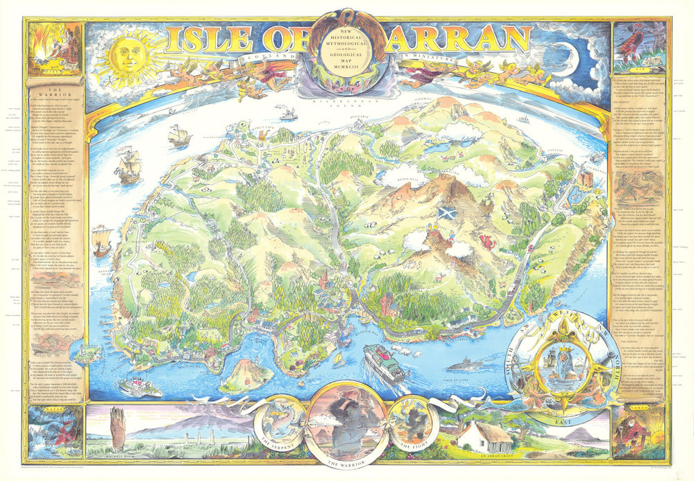 Isle of Arran—New Historical Mythological & Geological Map—Tony van Breugel 1993