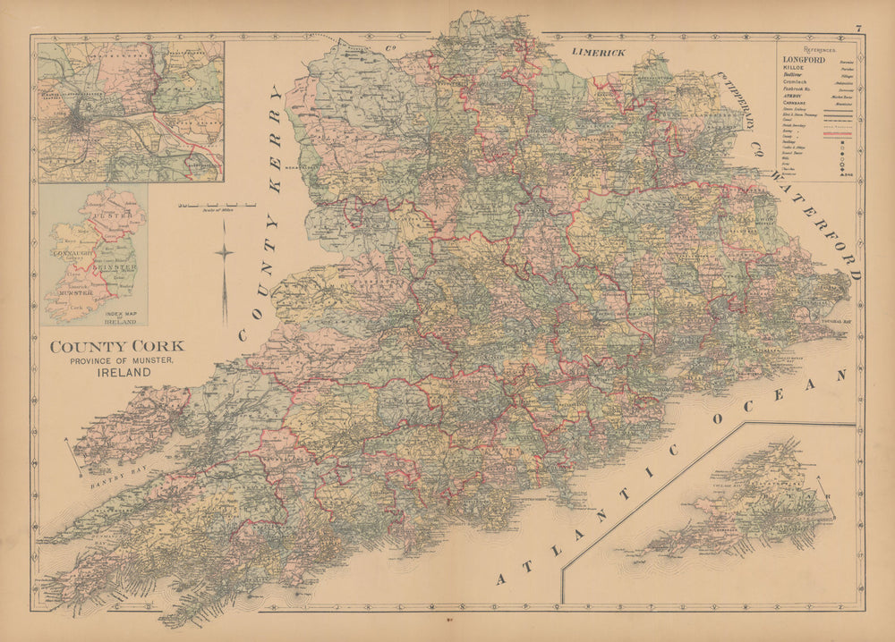 County Cork—Munster—Ireland—parishes & baronies—L. J. Richards 1901 old map