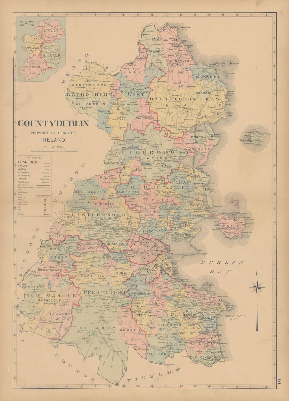 County Dublin—Leinster—Ireland—parishes & baronies—L. J. Richards 1901 old map