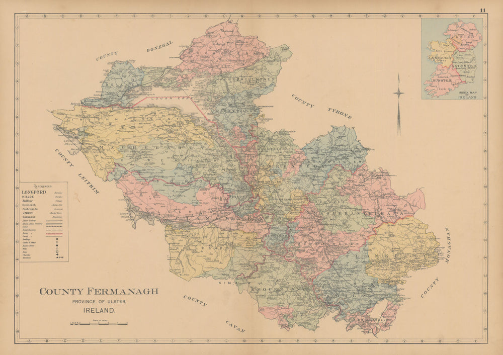 County Fermanagh—Ulster—Ireland—parishes & baronies—L. J. Richards 1901 map