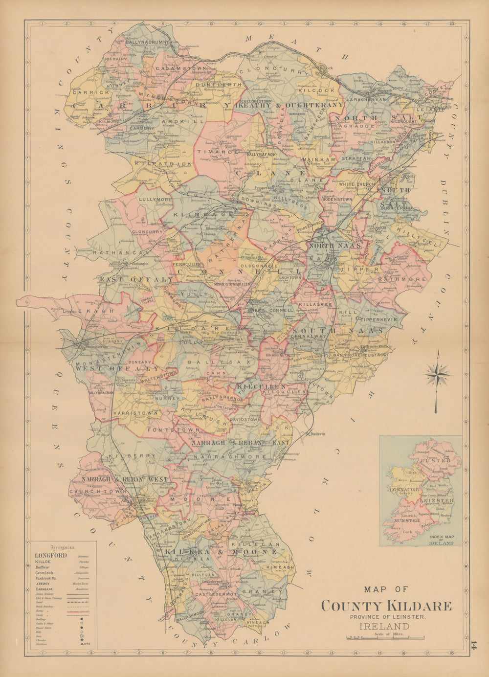 County Kildare—Leinster—Ireland—parishes & baronies—L. J. Richards 1901 map