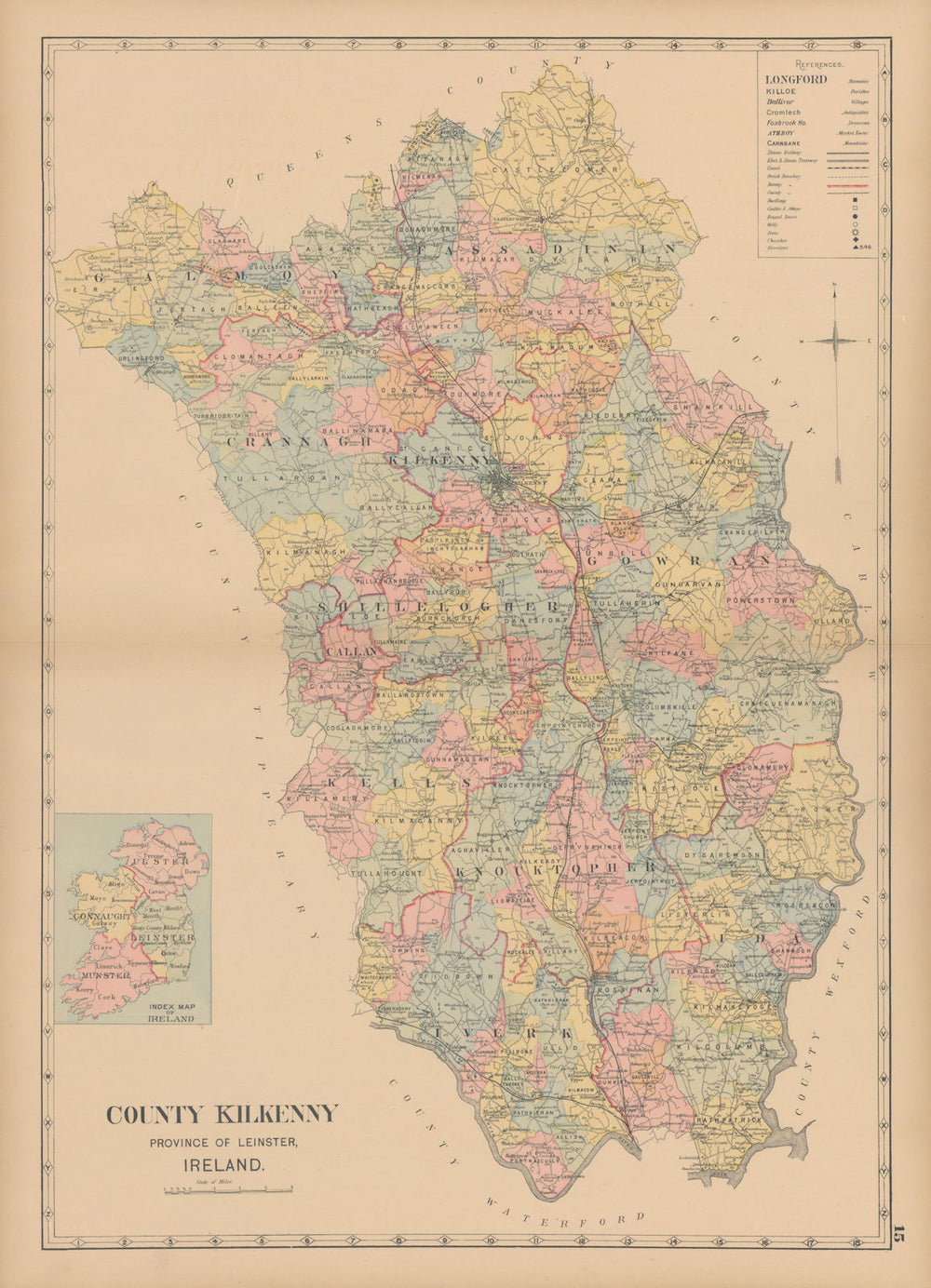 County Kilkenny—Leinster—Ireland—parishes & baronies—L. J. Richards 1901 map