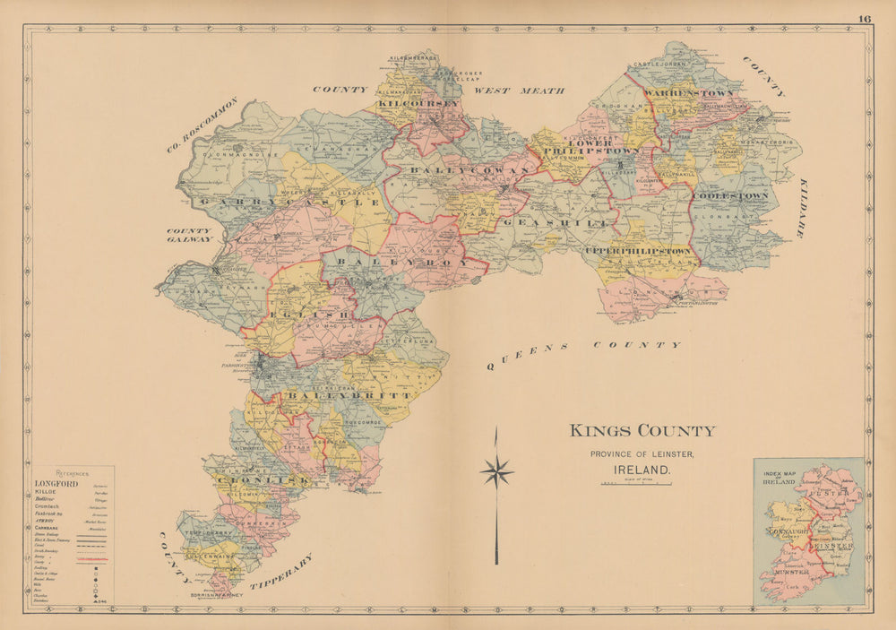 King's County—Offaly—Leinster—Ireland—parishes & baronies—L.J. Richards 1901 map