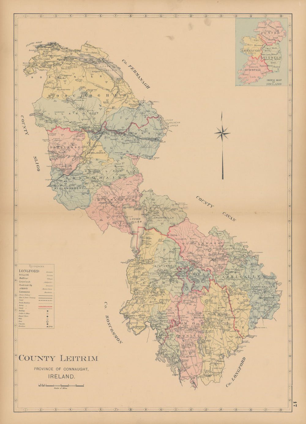 County Leitrim—Connaught—Ireland—parishes & baronies—L. J. Richards 1901 map