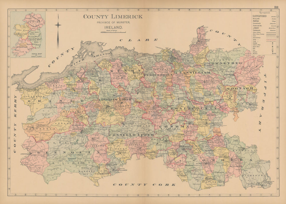 County Limerick—Munster—Ireland—parishes & baronies—L. J. Richards 1901 map