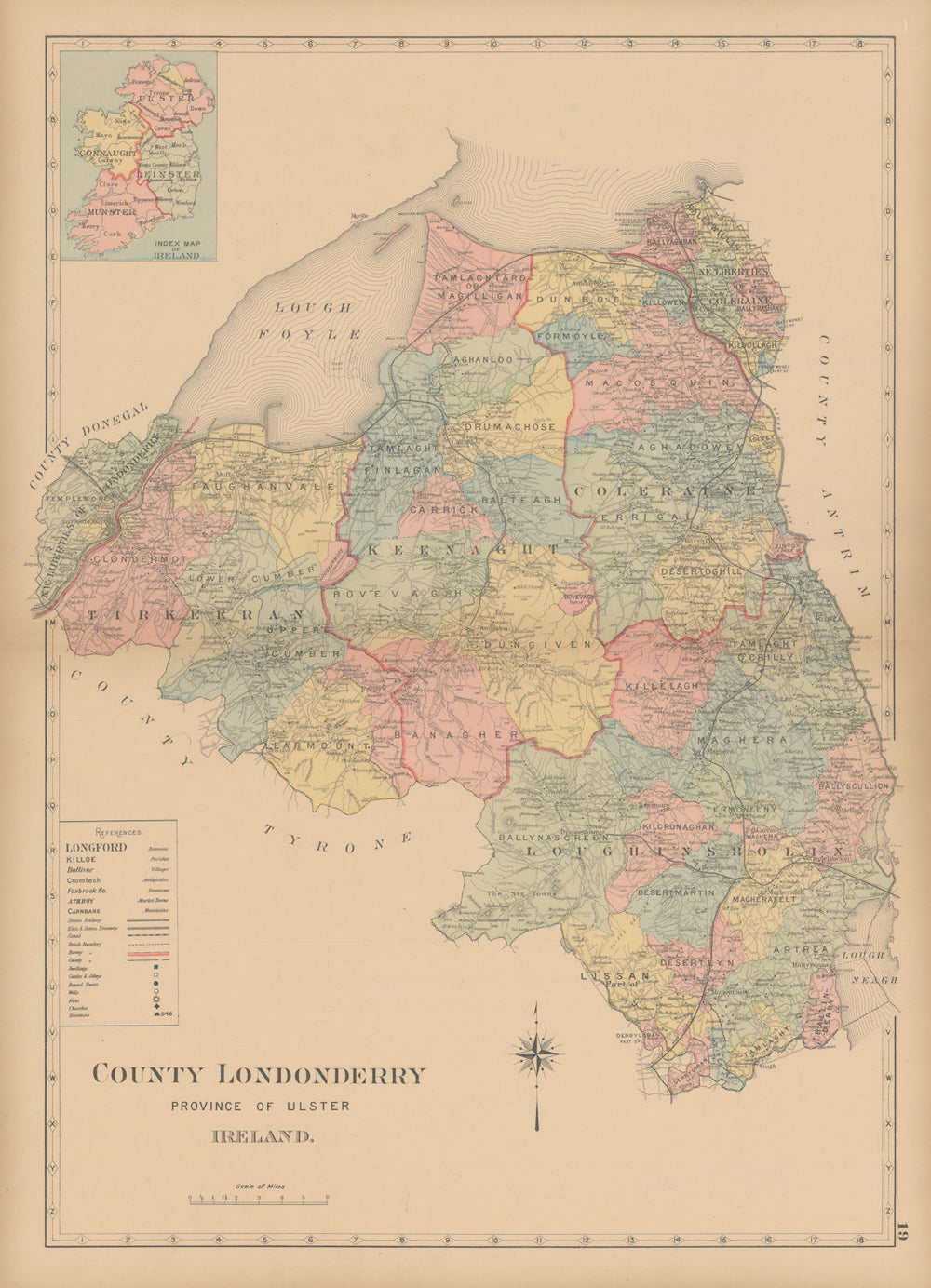 County Londonderry—Ulster—Ireland—parishes & baronies—L. J. Richards 1901 map