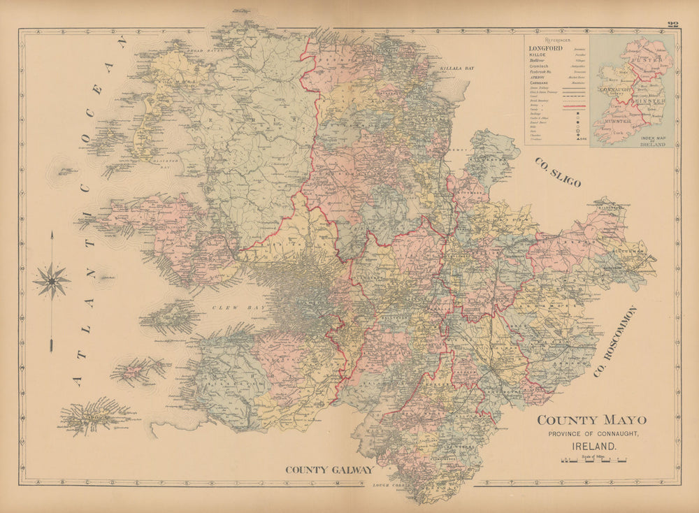 County Mayo—Connaught—Ireland—parishes & baronies—L. J. Richards 1901 old map