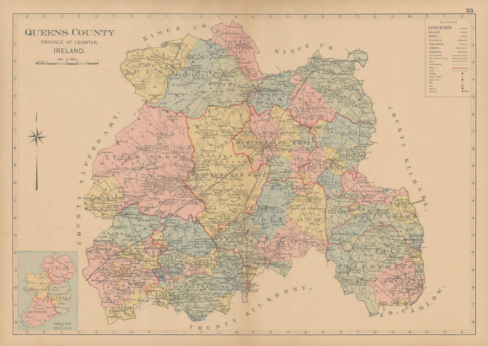 Queen's County—Laois—Leinster—Ireland—parishes & baronies—L.J. Richards 1901 map